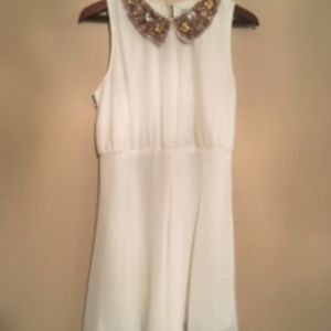 NEW Grecian Style White Dress W/Gold Sequin Collar